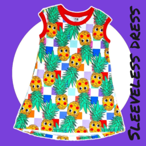 Alternative fashion kids dress, fun fruit print, UK handmade clothing