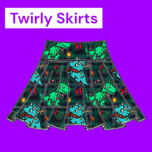Christmas Tartan Dinosaur TWIRLY SKIRT