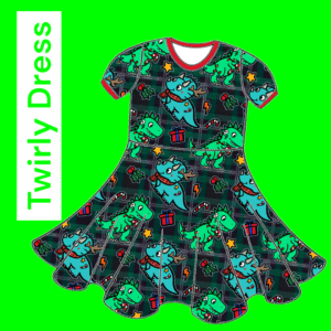 Christmas Tartan Dinosaur TWIRLY DRESS