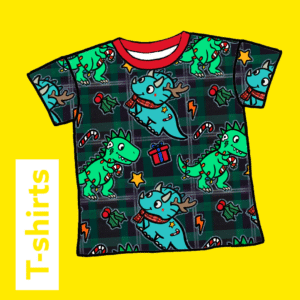 Christmas Tartan Dino T-SHIRTS