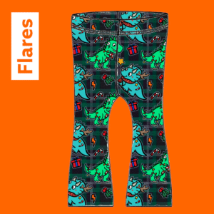 Christmas Tartan Dinosaur FLARES