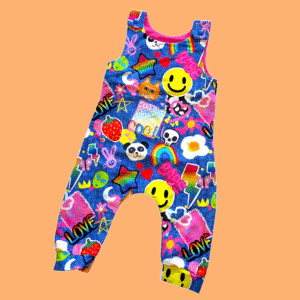 Bright 90s Patches Baby Romper