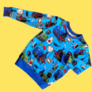 Blue UK Trains Kids Jumper