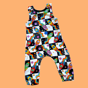 Check Space Dinosaurs Unicorns Baby Romper