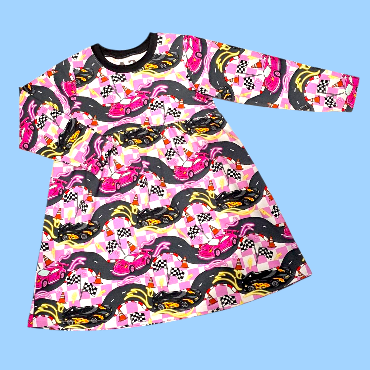 girls handmade pink car dress