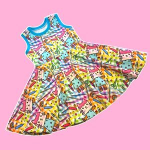 Rainbow Gingham Cat Twirly Dress